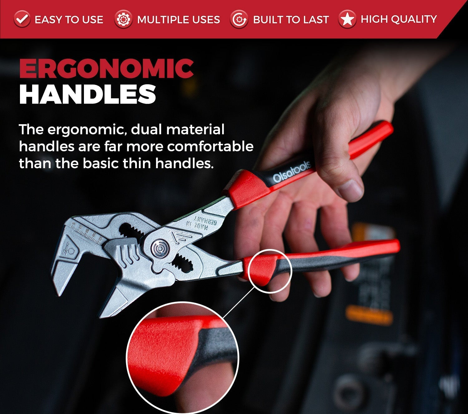 10-Inch Pliers Wrench with Smooth Jaws and Ergonomic Grip for Heavy-Duty Use