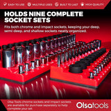 3-Row Magnetic Socket Holder Organizes 75+ 1/4",3/8",1/2" Drive Sockets