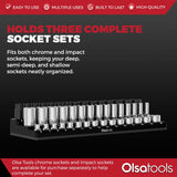 3-Row Magnetic Socket Holder Organizes 75+ 1/4",3/8",1/2" Drive Sockets