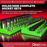 3-Row Magnetic Socket Holder Organizes 75+ 1/4",3/8",1/2" Drive Sockets