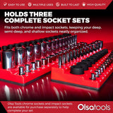 3-Row Magnetic Socket Holder Organizes 75+ 1/4",3/8",1/2" Drive Sockets