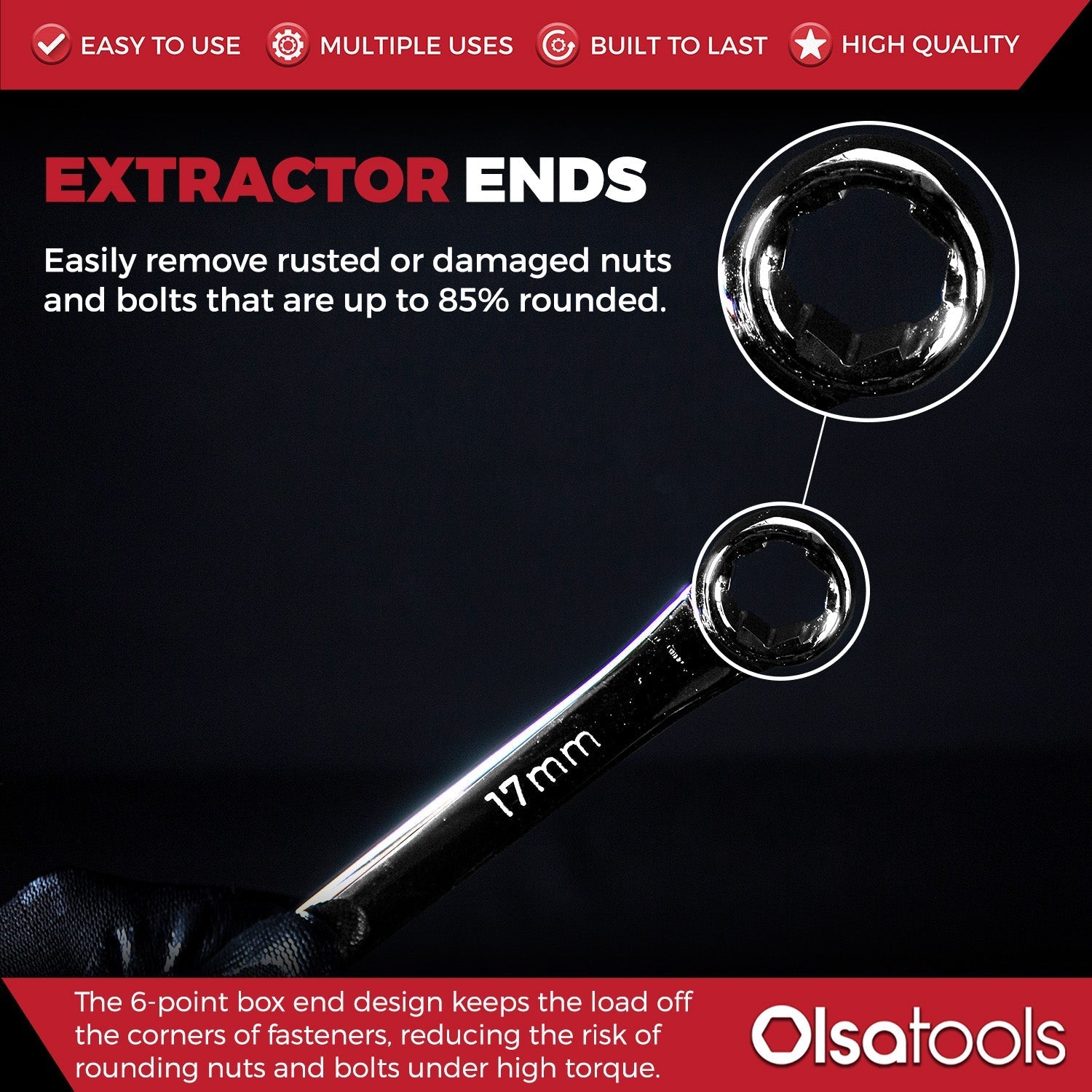 7-Piece Offset Bolt Extractor Wrench Set - Metric Sizes