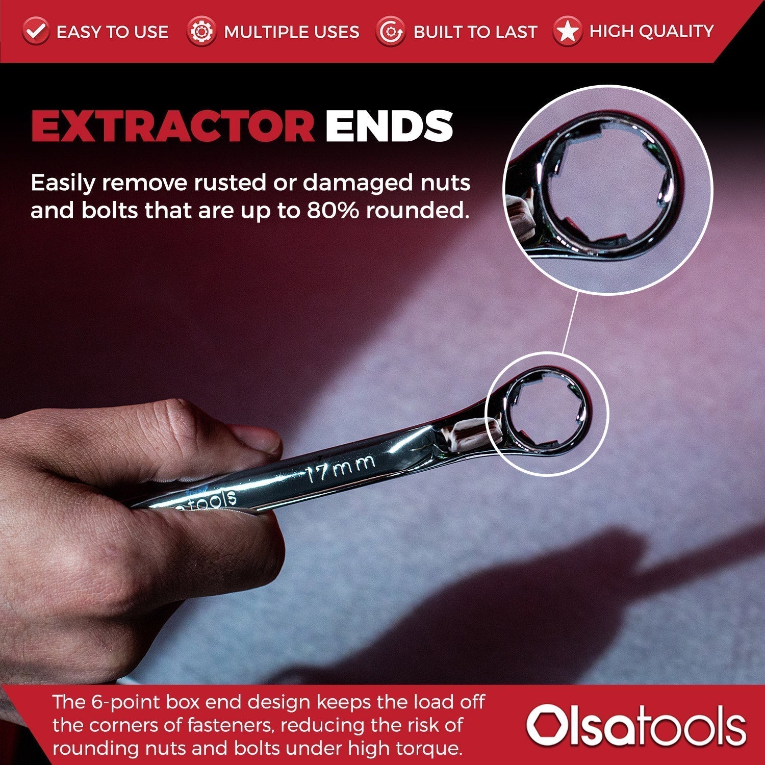 7-Piece Offset Bolt Extractor Wrench Set - Metric Sizes