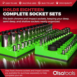 3-Row Magnetic Socket Holder Organizes 75+ 1/4",3/8",1/2" Drive Sockets