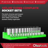 3-Row Magnetic Socket Holder Organizes 75+ 1/4",3/8",1/2" Drive Sockets