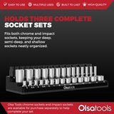 3-Row Magnetic Socket Holder Organizes 75+ 1/4",3/8",1/2" Drive Sockets
