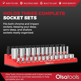 3-Row Magnetic Socket Holder Organizes 75+ 1/4",3/8",1/2" Drive Sockets