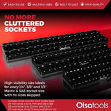 3-Row Magnetic Socket Holder Organizes 75+ 1/4",3/8",1/2" Drive Sockets