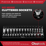 3-Row Magnetic Socket Holder Organizes 75+ 1/4",3/8",1/2" Drive Sockets