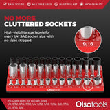 3-Row Magnetic Socket Holder Organizes 75+ 1/4",3/8",1/2" Drive Sockets