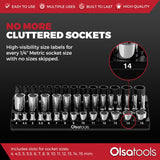 3-Row Magnetic Socket Holder Organizes 75+ 1/4",3/8",1/2" Drive Sockets