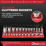 3-Row Magnetic Socket Holder Organizes 75+ 1/4",3/8",1/2" Drive Sockets