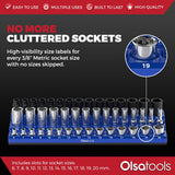 3-Row Magnetic Socket Holder Organizes 75+ 1/4",3/8",1/2" Drive Sockets