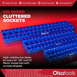 3-Row Magnetic Socket Holder Organizes 75+ 1/4",3/8",1/2" Drive Sockets