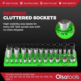 3-Row Magnetic Socket Holder Organizes 75+ 1/4",3/8",1/2" Drive Sockets