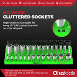 3-Row Magnetic Socket Holder Organizes 75+ 1/4",3/8",1/2" Drive Sockets