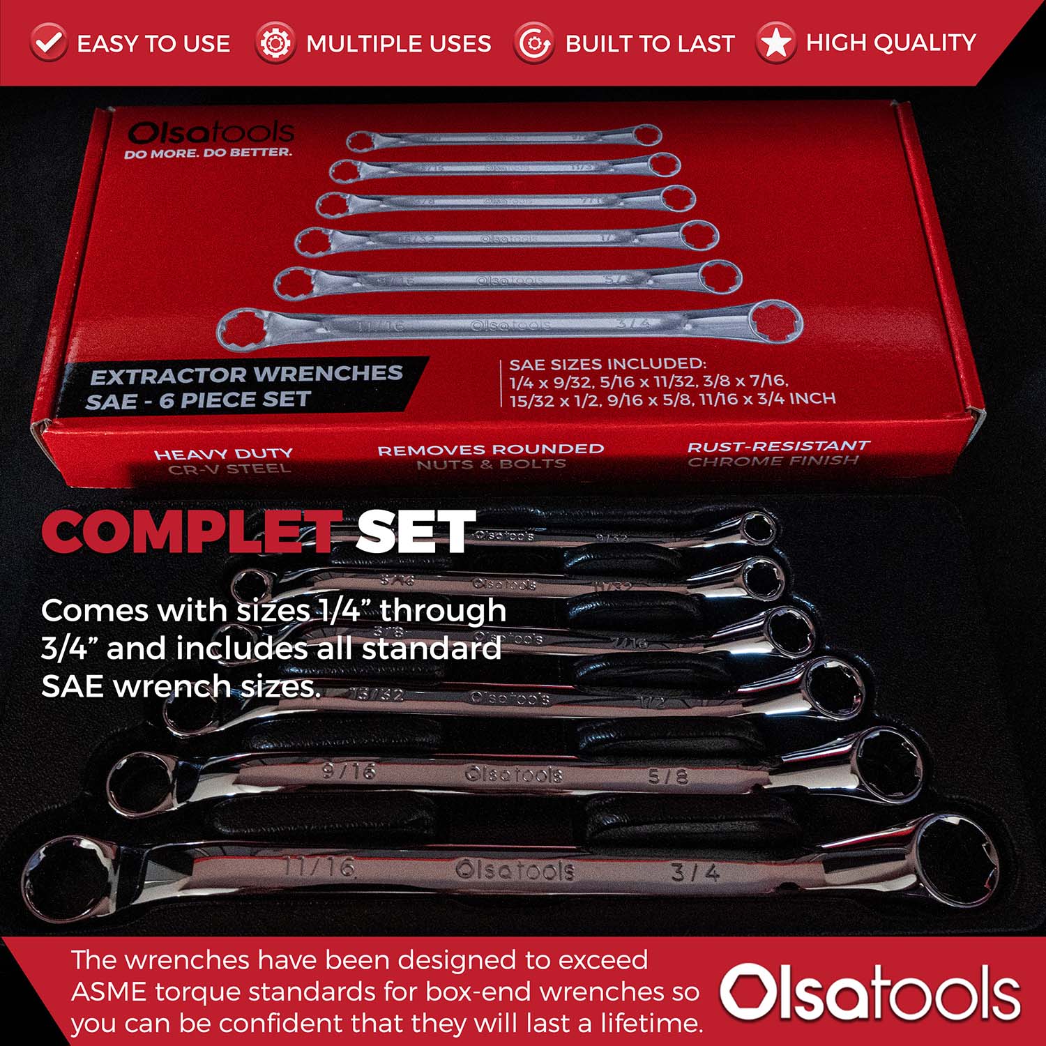 7-Piece Offset Bolt Extractor Wrench Set - Metric Sizes