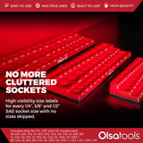 3-Row Magnetic Socket Holder Organizes 75+ 1/4",3/8",1/2" Drive Sockets