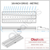 3-Row Magnetic Socket Holder Organizes 75+ 1/4",3/8",1/2" Drive Sockets