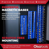 3-Row Magnetic Socket Holder Organizes 75+ 1/4",3/8",1/2" Drive Sockets
