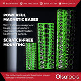 3-Row Magnetic Socket Holder Organizes 75+ 1/4",3/8",1/2" Drive Sockets