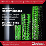 3-Row Magnetic Socket Holder Organizes 75+ 1/4",3/8",1/2" Drive Sockets