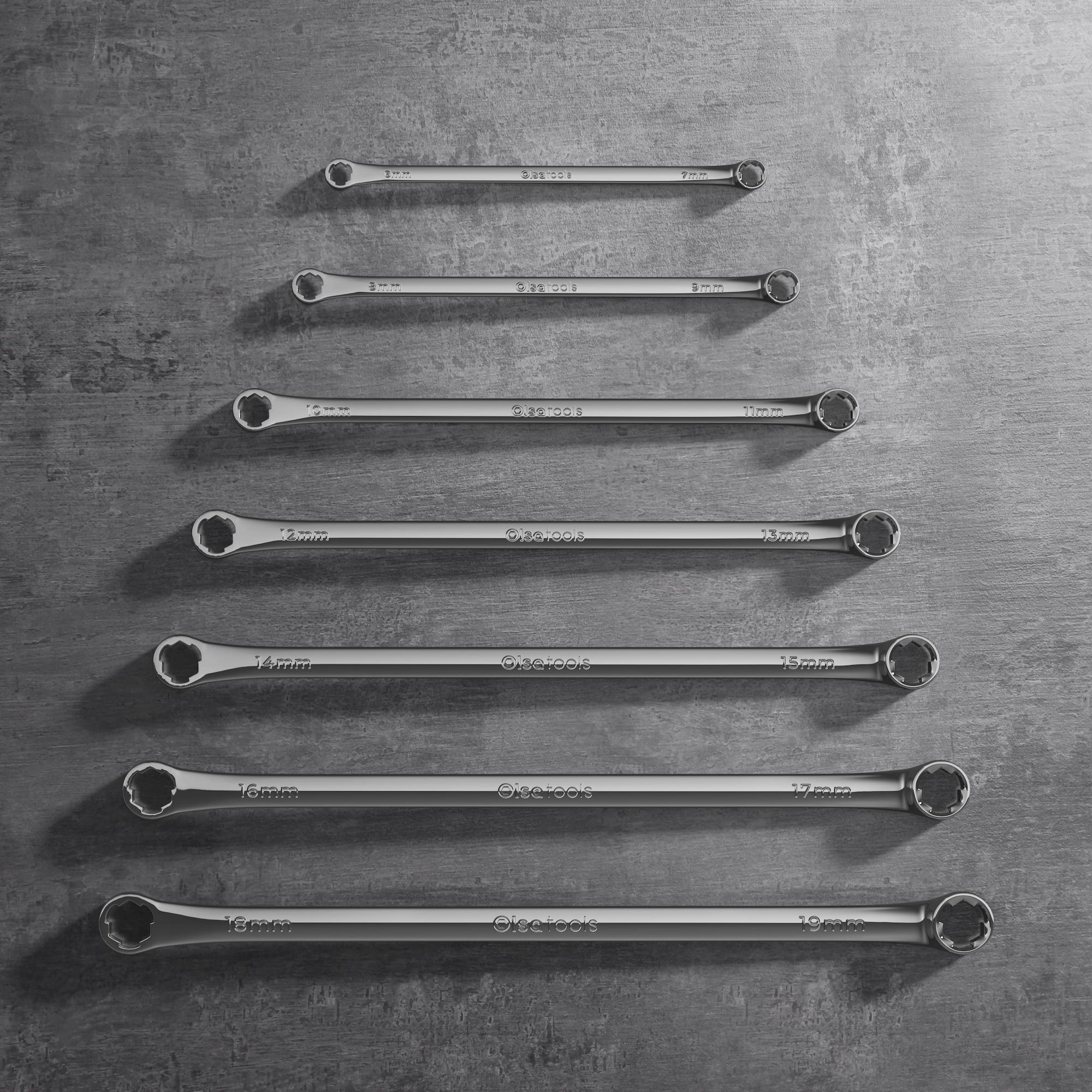 7-Piece Offset Bolt Extractor Wrench Set - Metric Sizes
