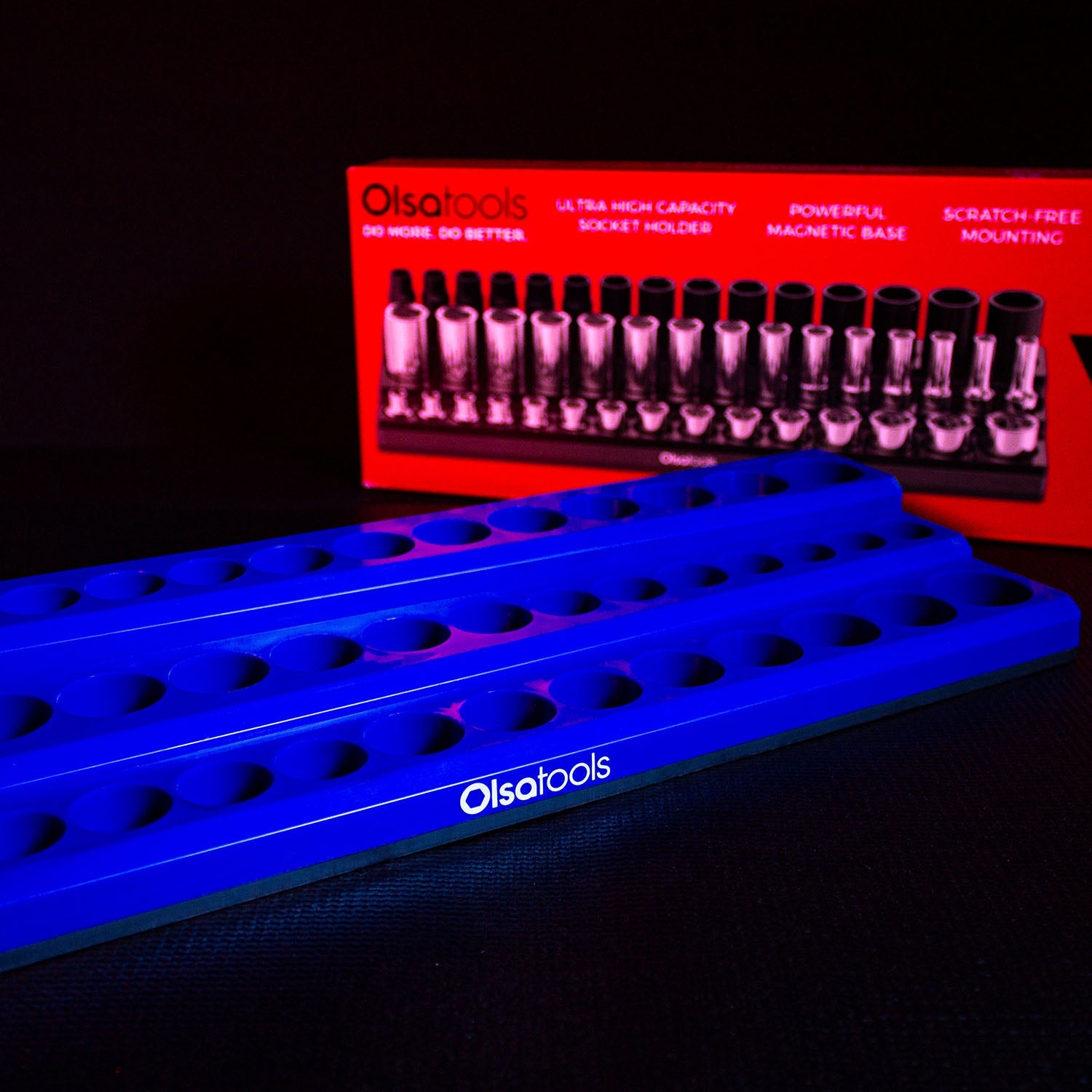 3-Row Magnetic Socket Holder Organizes 75+ 1/4",3/8",1/2" Drive Sockets