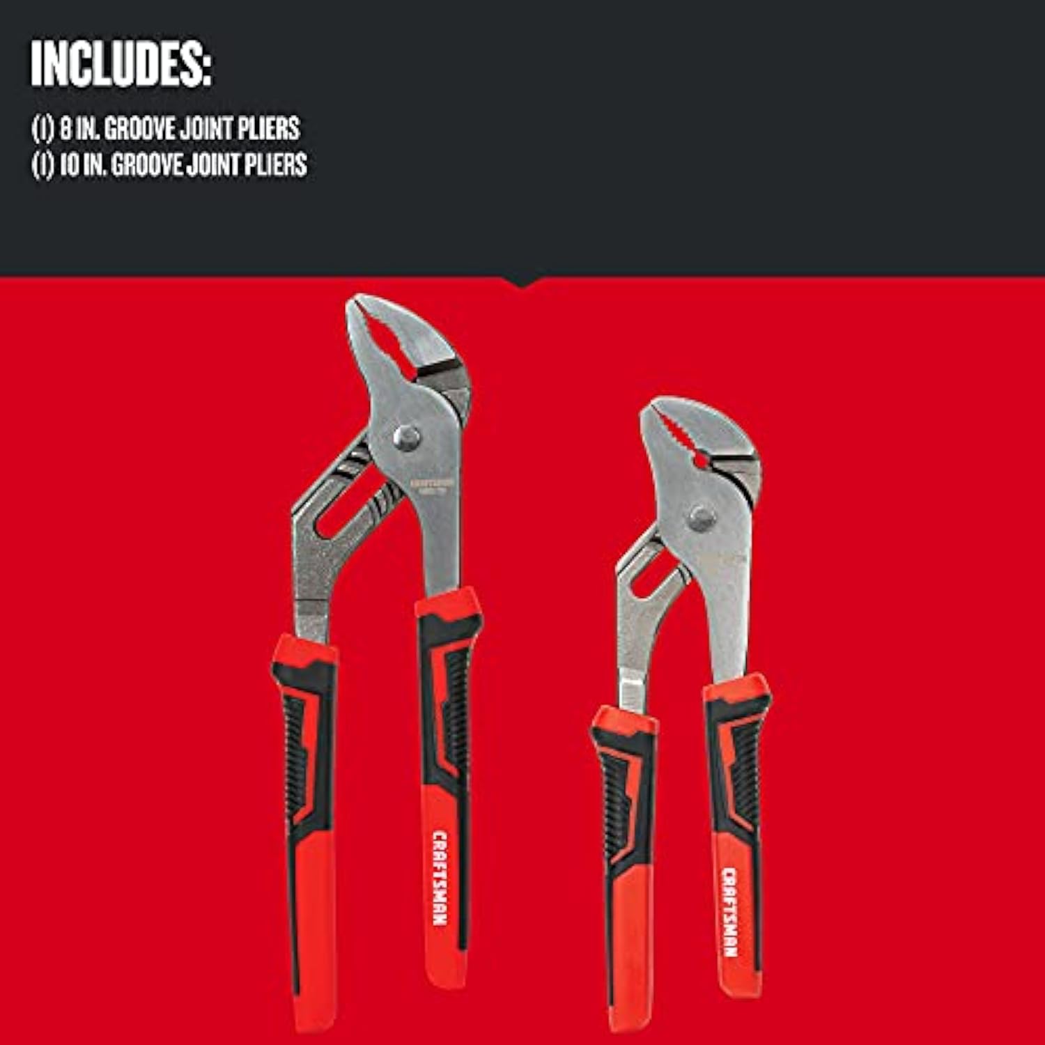 8" & 10" Groove Joint Pliers, 2-Piece Set – Durable Alloy Steel with Ergonomic Grip