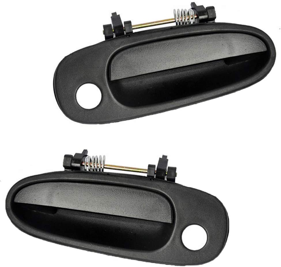 JADODE 4pcs Front/Rear Left and Right Exterior Door Handle Fits for Geo Prizm,Toyota Corolla Driver + Passenger Side Outer Door Handles-Plastic Black