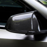Real Carbon Fiber Rearview Mirror Cover Overlay For Model 3 & Y Highland Ox Horn Style