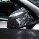 Real Carbon Fiber Rearview Mirror Cover Overlay For Model 3 & Y Highland Ox Horn Style