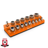Magnetic Socket Organizer 2Row Holder for 1/4" 3/8" 1/2" Drive Sockets
