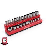 Magnetic Socket Organizer 2Row Holder for 1/4" 3/8" 1/2" Drive Sockets
