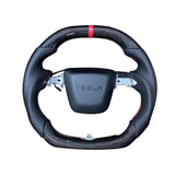 Customized Sport Round Heated Real Carbon Fiber Steering Wheel For Model 3/ Y