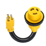 RV Adapter Plug 30 Amp to 15 Amp 110V, RV Power Adapter 15A Male to 30A Female 12" ETL Listed