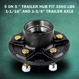 5 Lug Trailer Idler Hub Kits 5x5“ Trailer Hub for 3500 lbs Tralier Axle Hub Assembly Kit