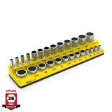 Magnetic Socket Organizer 2Row Holder for 1/4" 3/8" 1/2" Drive Sockets