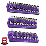 Magnetic Socket Organizer 2Row Holder for 1/4" 3/8" 1/2" Drive Sockets