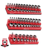 Magnetic Socket Organizer 2Row Holder for 1/4" 3/8" 1/2" Drive Sockets