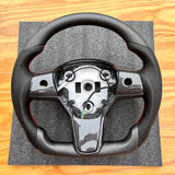 Customized Sport Round Heated Real Carbon Fiber Steering Wheel For Model 3/ Y