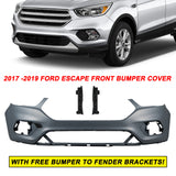 Bumper Cover Fit For Ford Escape 2017-2019 Primed Plastic Black Style Front