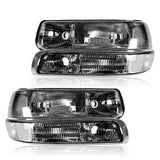 Chevy Silverado Suburban Tahoe 1999-2006 Headlights Clear Corner Black