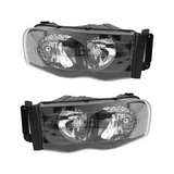 DODGE RAM 1500 2500 3500 02-05 BLACK HOUSING CLEAR CORNER HEADLIGHTS