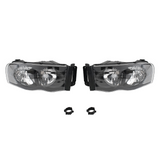 DODGE RAM 1500 2500 3500 02-05 BLACK HOUSING CLEAR CORNER HEADLIGHTS