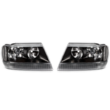 Jeep Grand Cherokee 99-04 Headlamp Black Housing Headlight Assembly Pair