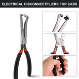 Black automotive electrical connector pliers set with straight and angled heads