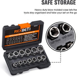 13-piece chrome molybdenum steel bolt and nut remover set with storage case