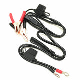 Battery Tender Junior charger cables with alligator clips and ring terminals.