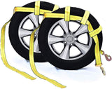 Tow Dolly Basket Strap with Twisted Snap Hooks - 2'' Webbing, 12,000 lbs Strength, Fits 14-19'' Tires